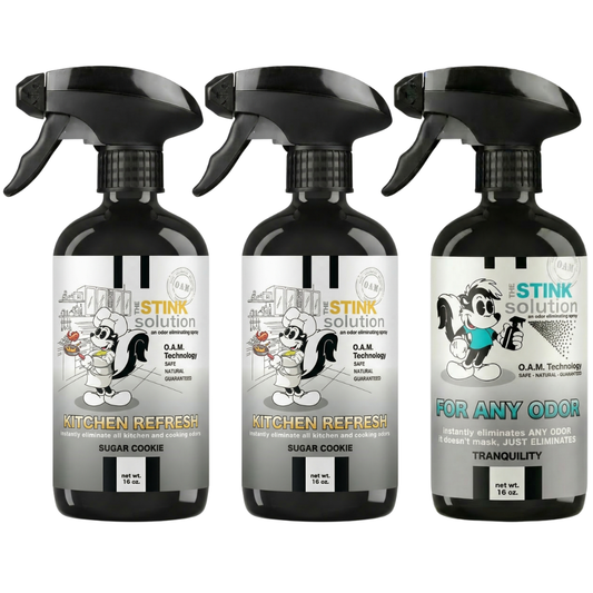 Three Pack - Two Kitchen Odor Eliminating Sprays + One Spray of Choice 16 oz