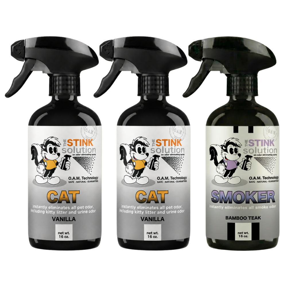 Three Pack - Two Cat Odor Eliminating Sprays + One Spray of Choice 16 oz