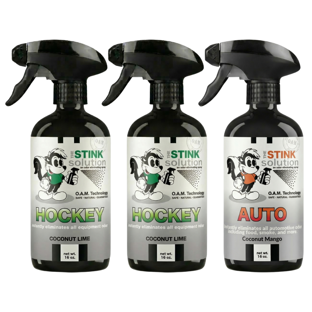 Three Pack - Two Hockey Odor Eliminating Sprays + One Spray of Choice 16 oz