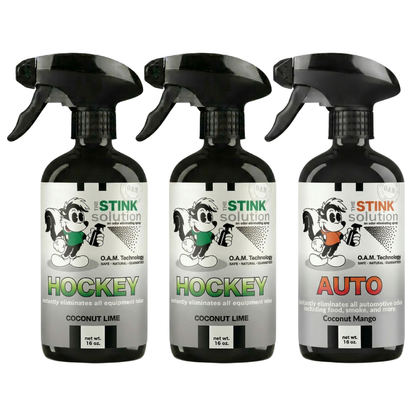 Three Pack - Two Hockey Odor Eliminating Sprays + One Spray of Choice 16 oz