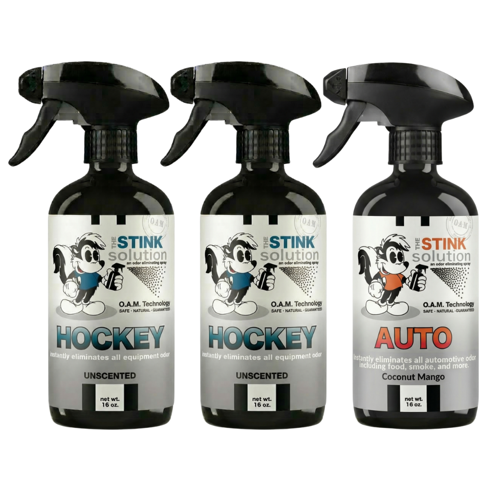 Three Pack - Two Hockey Odor Eliminating Sprays + One Spray of Choice 16 oz