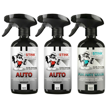 Three Pack - Two Auto Odor Eliminating Sprays + One Spray of Choice 16 oz