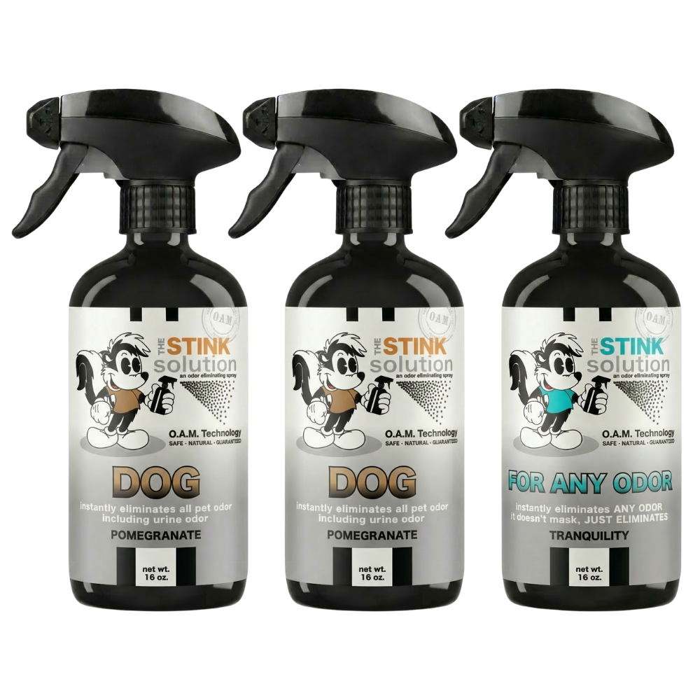Three Pack - Two Dog Odor Eliminating Sprays + One Spray of Choice 16 oz