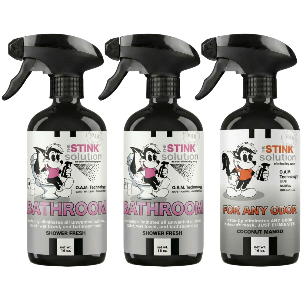 Three Pack - Two Bathroom Odor Eliminating Sprays + One Spray of Choice 16 oz
