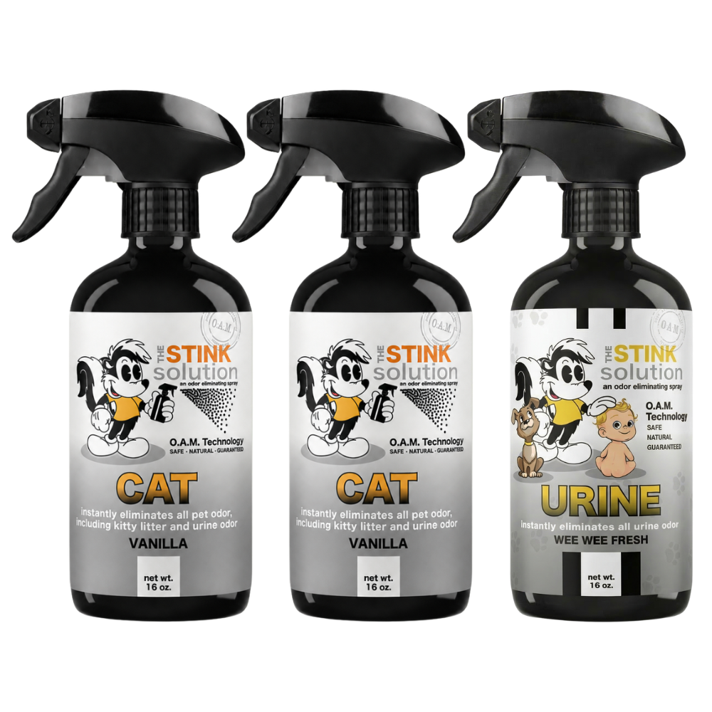 Three Pack - Two Cat Odor Eliminating Sprays + One Spray of Choice 16 oz