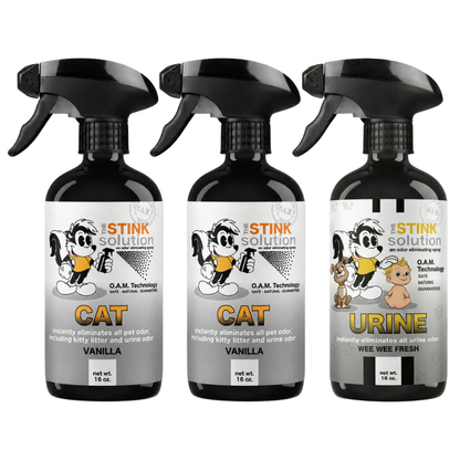 Three Pack - Two Cat Odor Eliminating Sprays + One Spray of Choice 16 oz