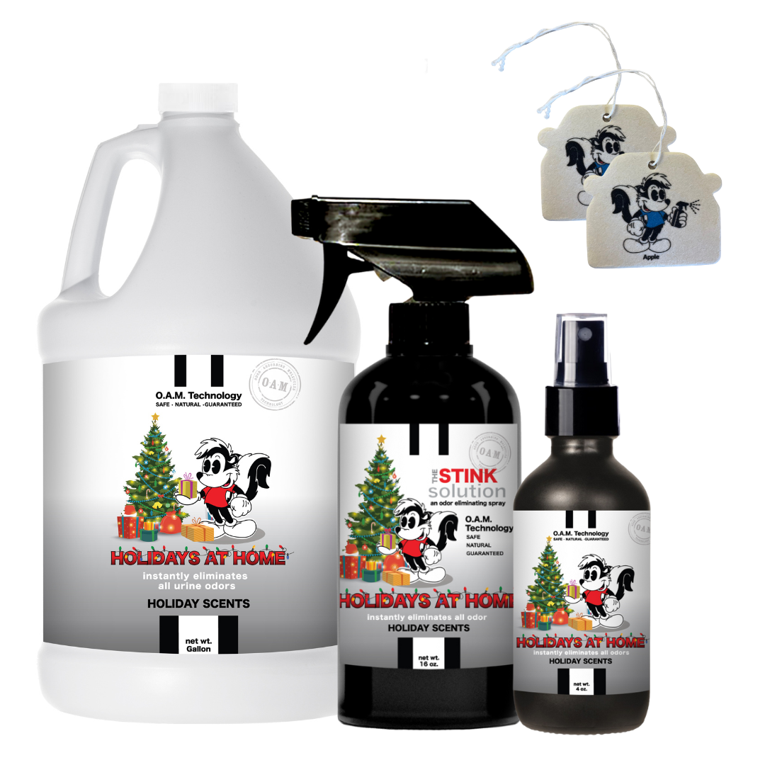 Triple Pack Holiday Odor Eliminating Spray in Holiday Scents Gallon, 16 oz. and 4 oz Bundle + 2 FREE Car Air Fresheners