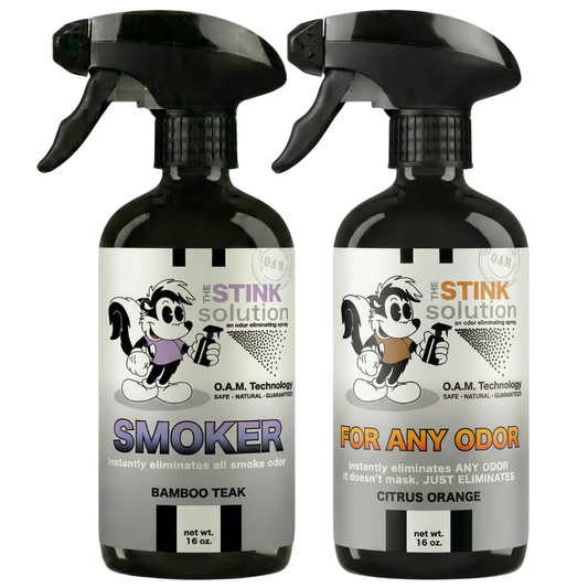 Double Pack - One Smoker Bamboo Teak, One Citrus Orange 16 oz. Sprays | Odor Eliminating Spray