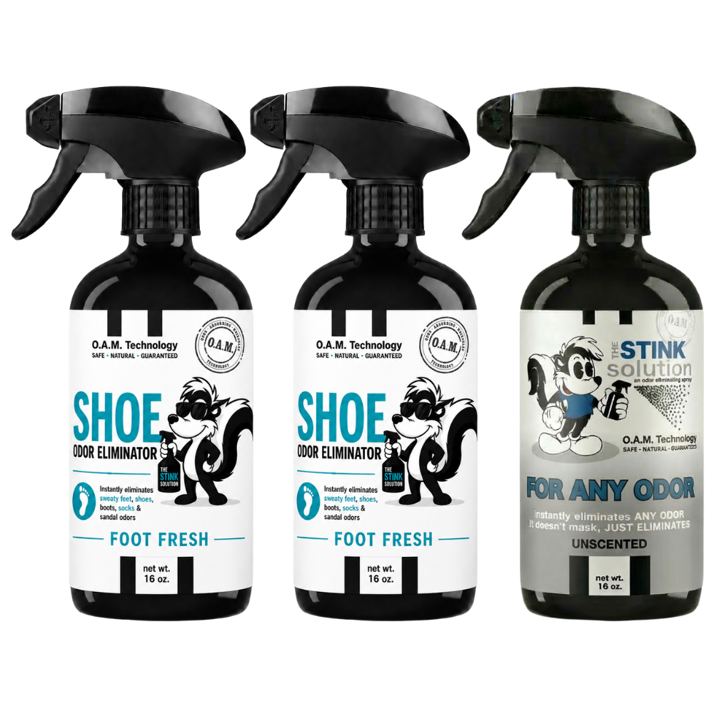 Three Pack - Two Shoe Odor Eliminating Sprays + One Spray of Choice 16 oz