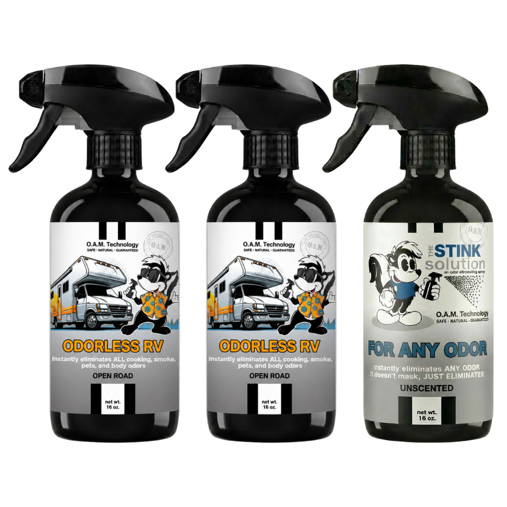 Three Pack - Two Odorless RV Odor Eliminating Sprays + One Spray of Choice 16 oz