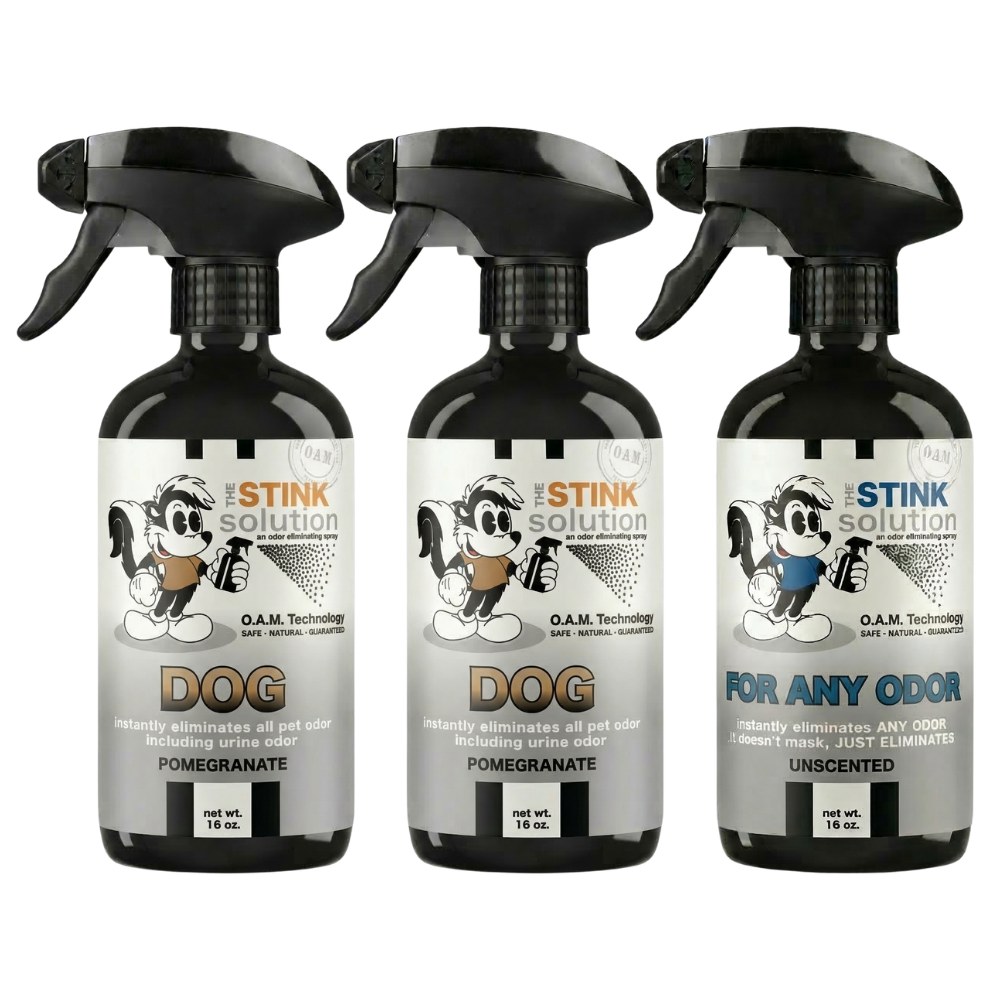 Three Pack - Two Dog Odor Eliminating Sprays + One Spray of Choice 16 oz