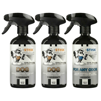 Three Pack - Two Dog Odor Eliminating Sprays + One Spray of Choice 16 oz