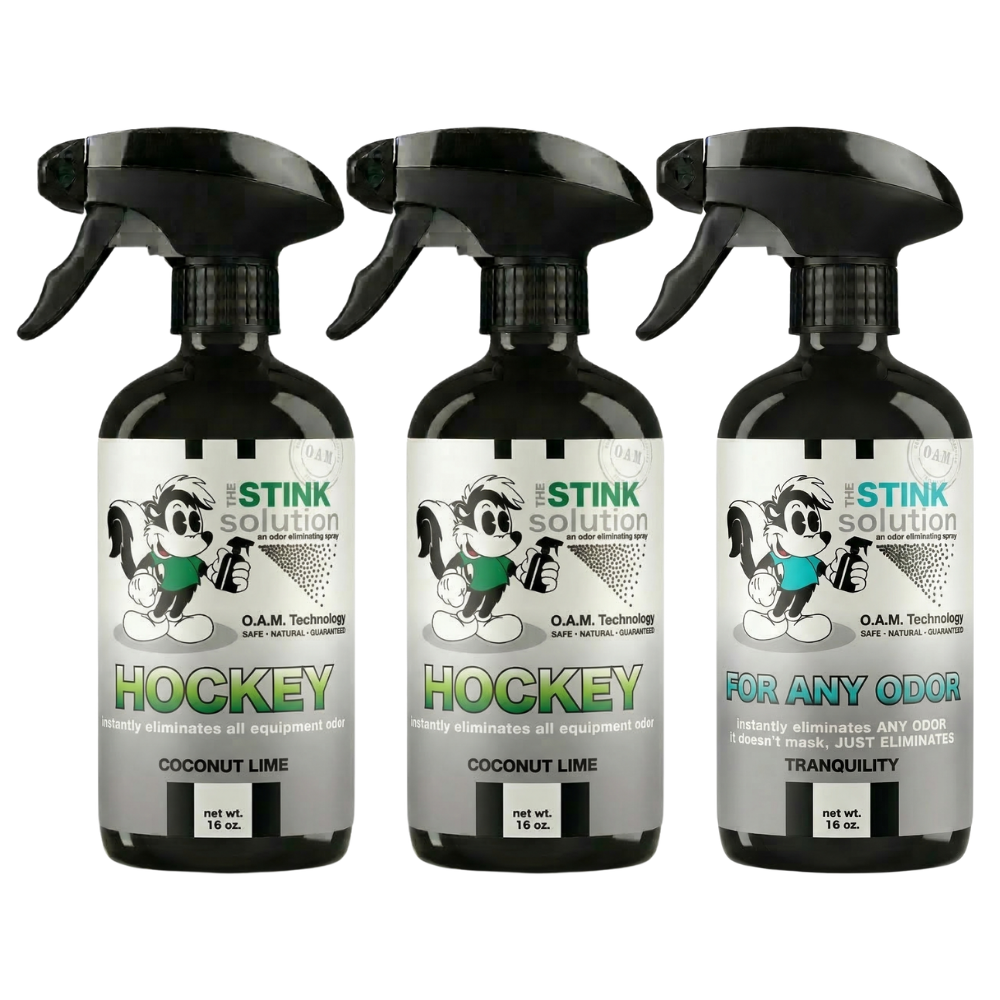 Three Pack - Two Hockey Odor Eliminating Sprays + One Spray of Choice 16 oz