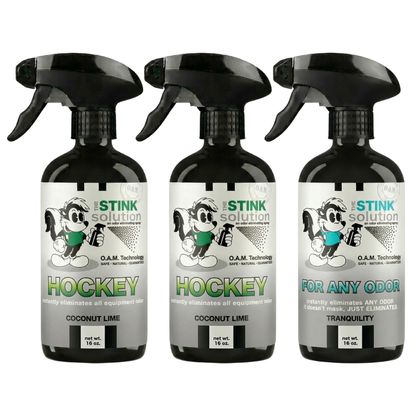 Three Pack - Two Hockey Odor Eliminating Sprays + One Spray of Choice 16 oz