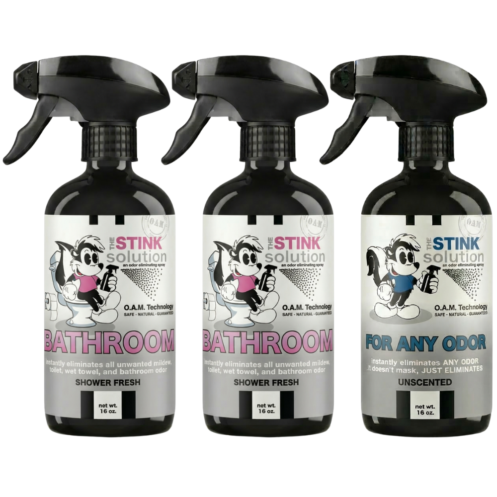 Three Pack - Two Bathroom Odor Eliminating Sprays + One Spray of Choice 16 oz