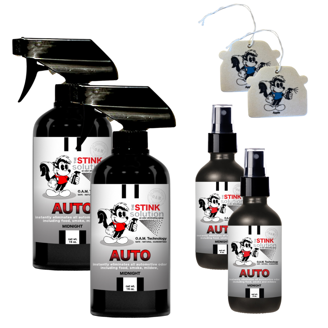 Buy 2 Get 4 FREE - (2) 16 oz (2) 4 oz Auto Odor Eliminating Spray Bundle + 2 Car Air Fresheners
