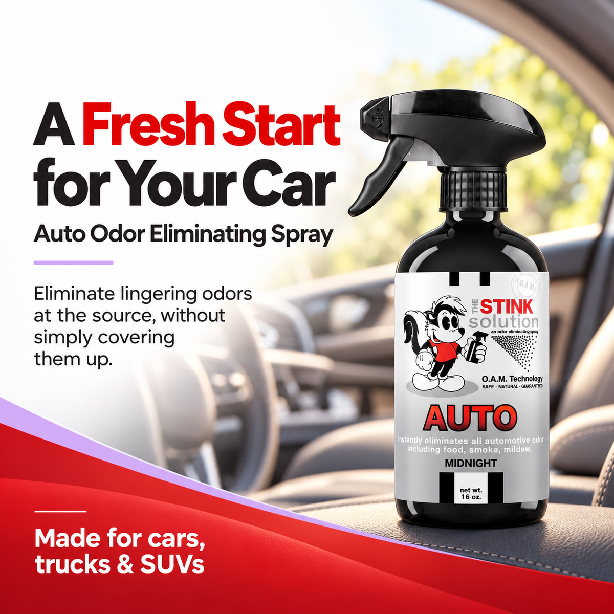Twin Pack Auto Odor Eliminating Spray 16 oz and 4 oz Bundle