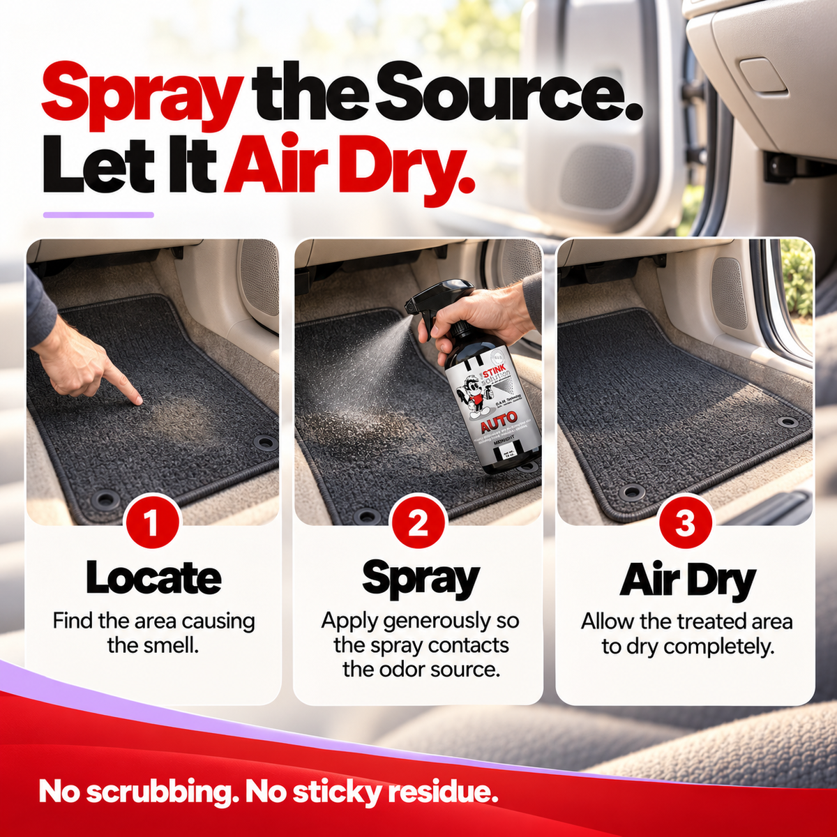 Twin Pack Auto Odor Eliminating Spray 16 oz and 4 oz Bundle