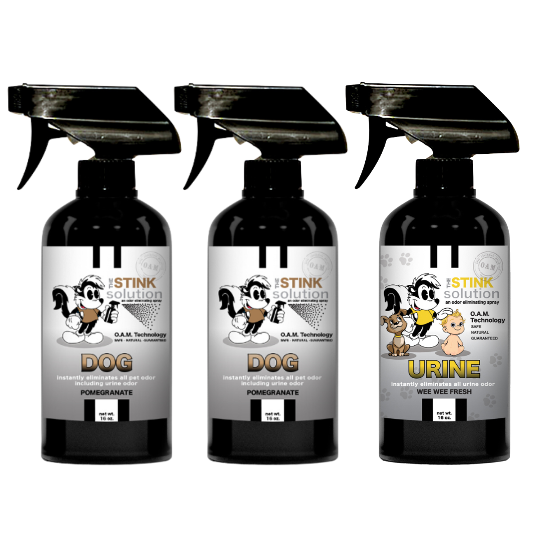 Three Pack - Two Dog Odor Eliminating Sprays + One Spray of Choice 16 oz