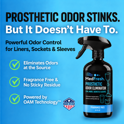 MedFresh Prosthetic Odor Eliminator Spray 16 oz Fragrance-Free Deodorizer for Liners, Sockets & Sleeves
