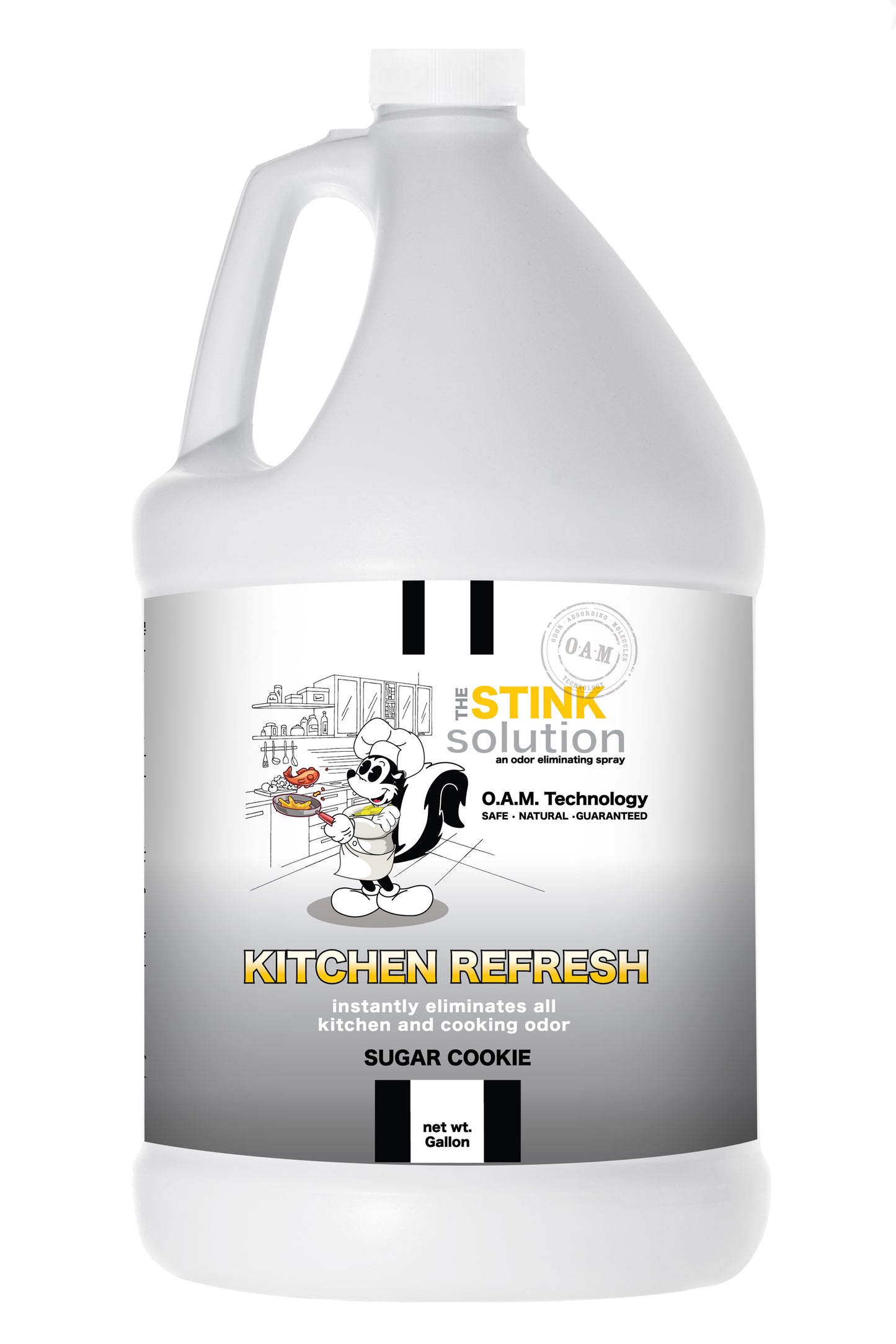 Kitchen Odor Eliminating Spray that gets rid of smells from cooking, fish, food, smoke, and more. It works on kitchen sinks, ovens, counters, and more. Safe, natural, non-toxic formula that works instantly.