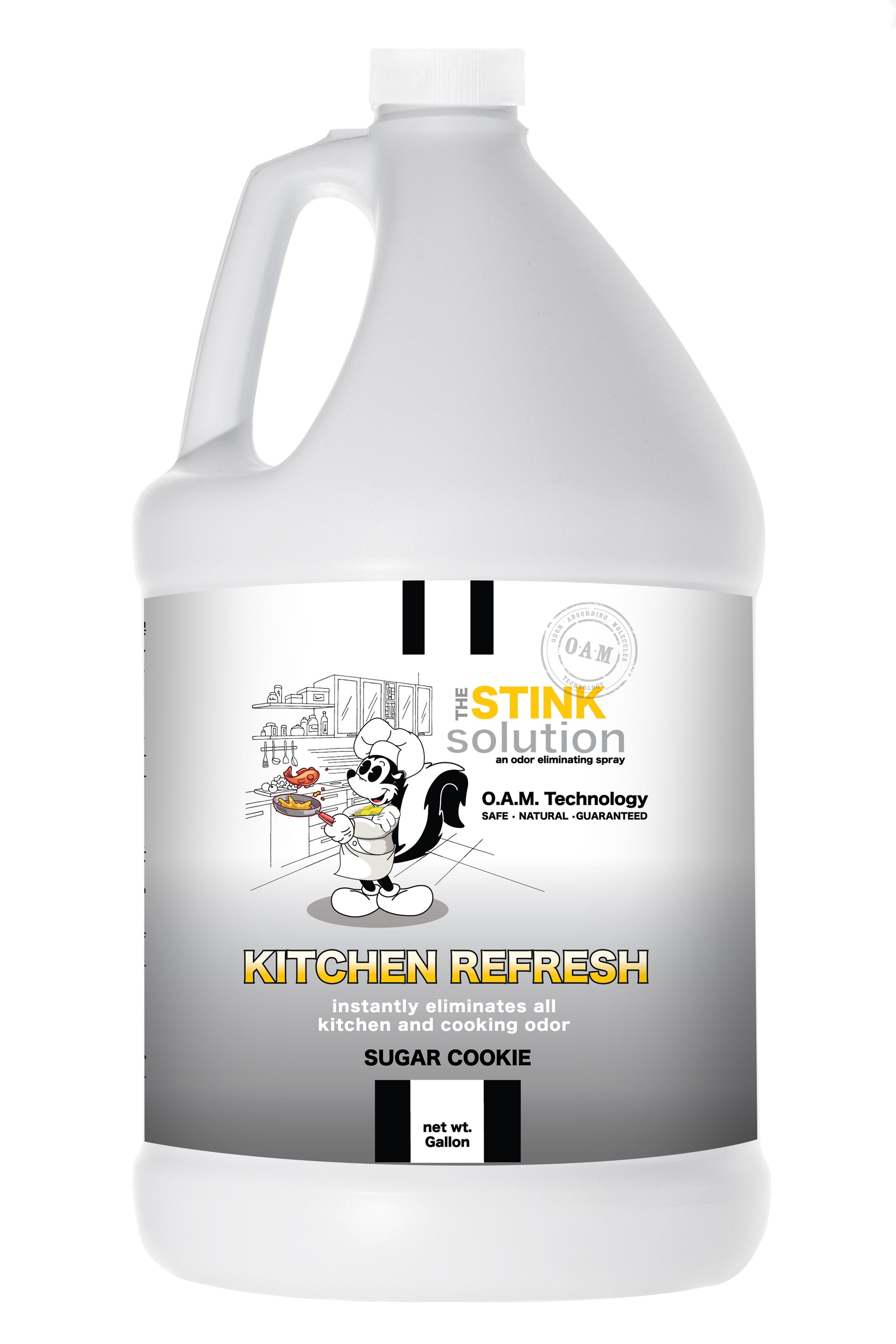 Kitchen Odor Eliminating Spray that gets rid of smells from cooking, fish, food, smoke, and more. It works on kitchen sinks, ovens, counters, and more. Safe, natural, non-toxic formula that works instantly.