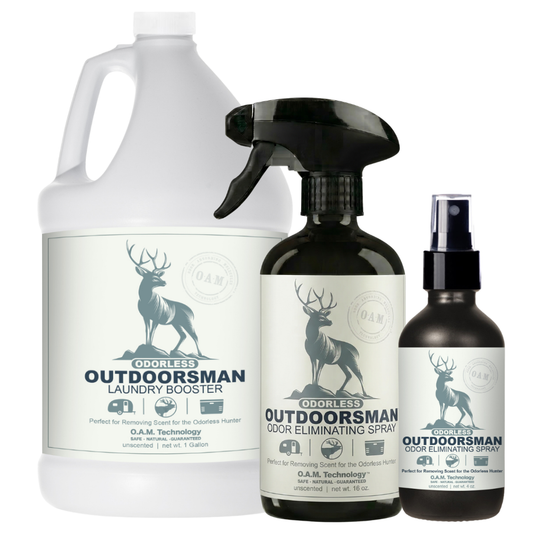 Odorless Outdoorsman Odor Eliminating Spray in Gallon, 16 oz. and 4 oz Bundle