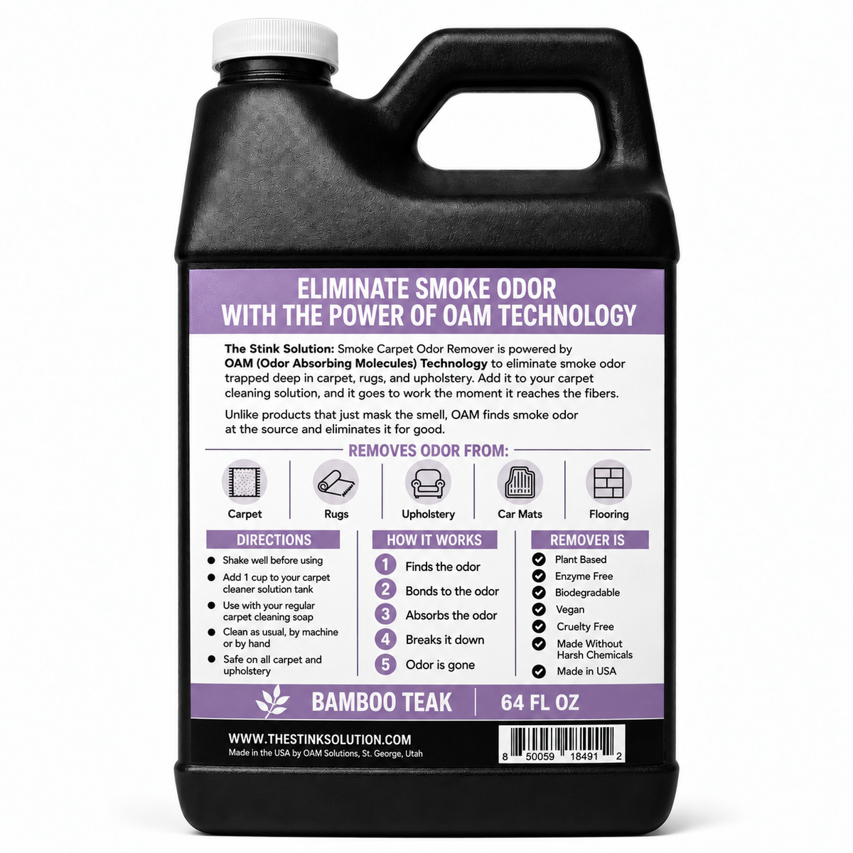 The Stink Solution Carpet Odor Remover for Smoke – Bamboo Teak, 64 fl oz