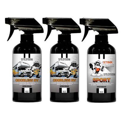 Three Pack - Two Odorless RV Odor Eliminating Sprays + One Spray of Choice 16 oz