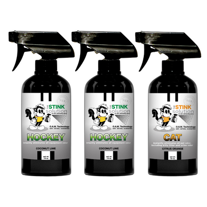 Three Pack - Two Hockey Odor Eliminating Sprays + One Spray of Choice 16 oz