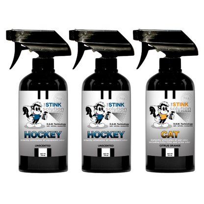 Three Pack - Two Hockey Odor Eliminating Sprays + One Spray of Choice 16 oz