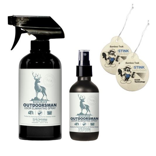 Twin Pack Odorless Outdoorsman Unscented 16 oz and 4 oz Bundle + 2 FREE Car Air Fresheners