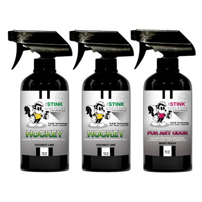Three Pack - Two Hockey Odor Eliminating Sprays + One Spray of Choice 16 oz