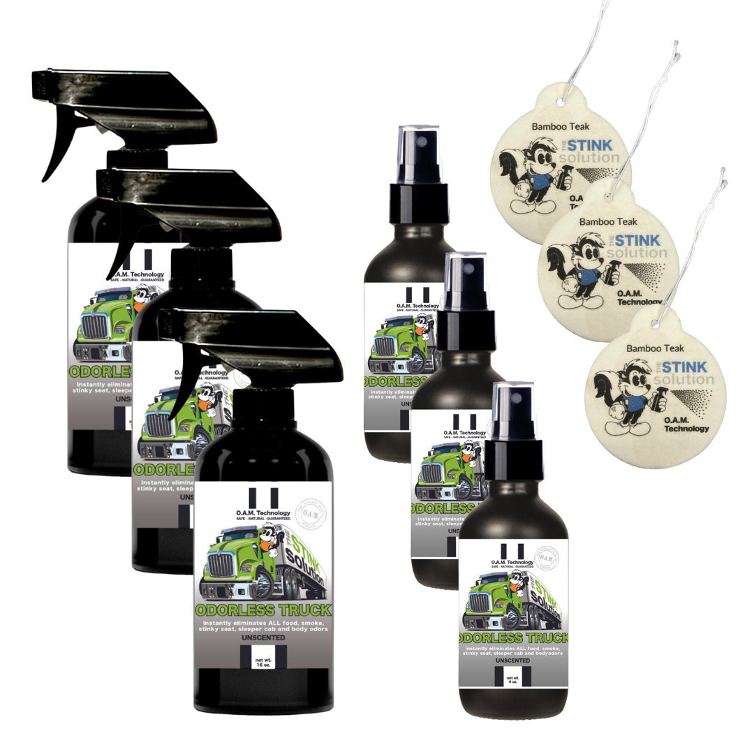 Buy 3 Get 6 FREE (3) 16 oz (3) 4 oz  Odorless Trucker Odor Eliminating Spray Bundle + 3 Car Air Fresheners