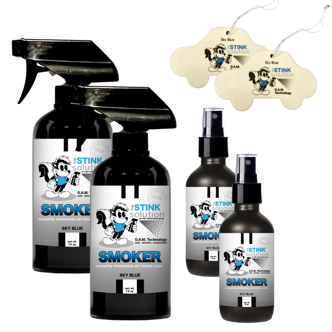 Buy 2 Get 4 FREE - (2) 16 oz (2) 4 oz Smoker Odor Eliminating Spray Bundle + 2 Car Air Fresheners