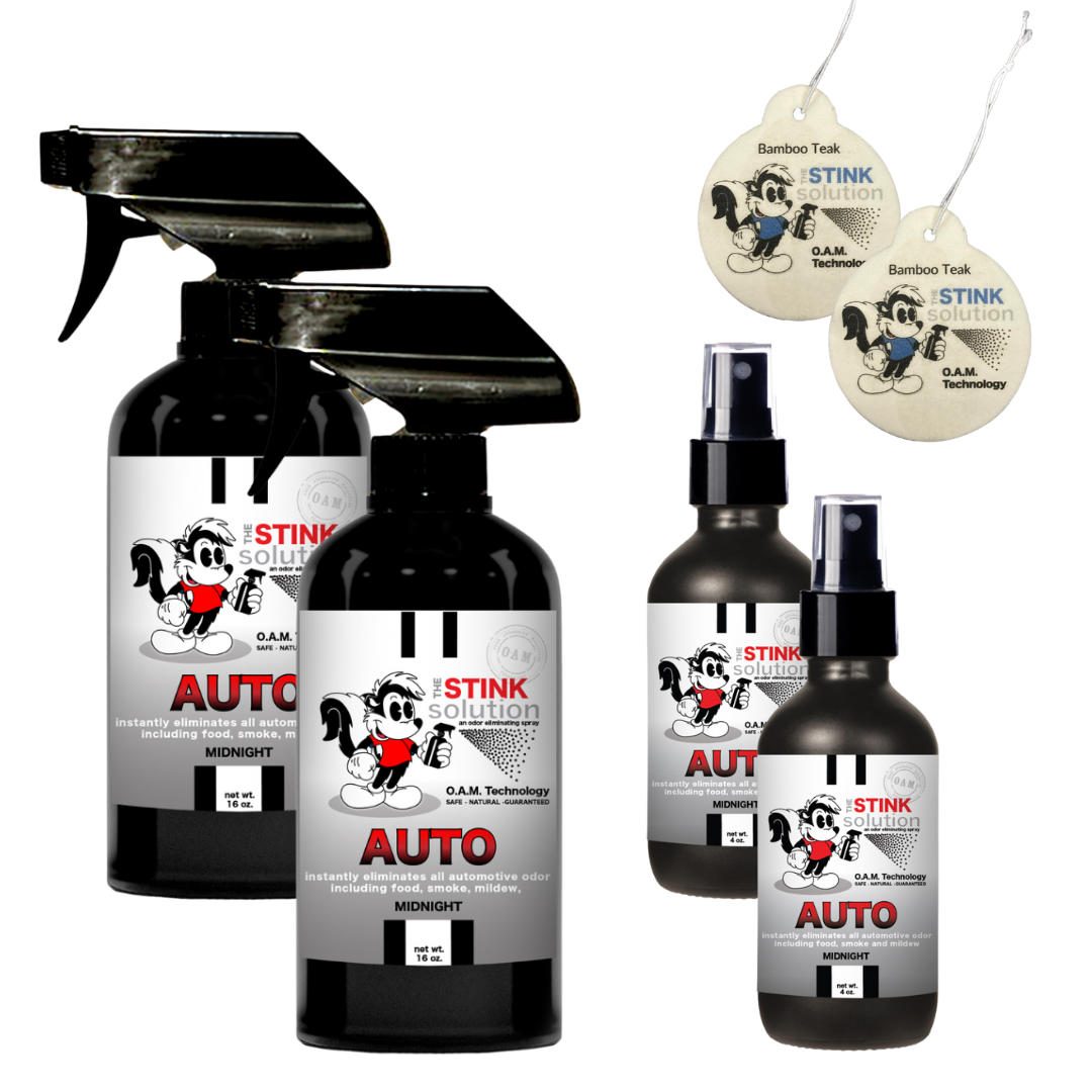 Buy 2 Get 4 FREE - (2) 16 oz (2) 4 oz Auto Odor Eliminating Spray Bundle + 2 Car Air Fresheners