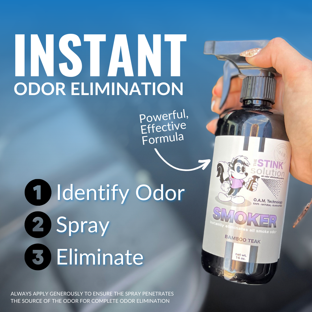 Natural, safe, non-toxic, enzyme-free odor eliminating spray. Multi-purpose use for any odor: smoke, urine, food, sweat, and more. Safe to spray anywhere: homes, cars, furniture, bathroom, carpet, and more.