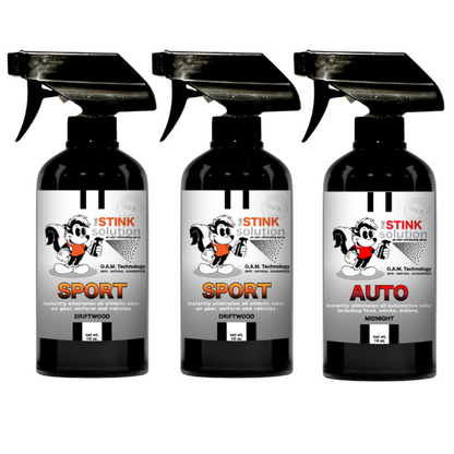 Three Pack - Two Sport Odor Eliminating Sprays + One Spray of Choice 16 oz