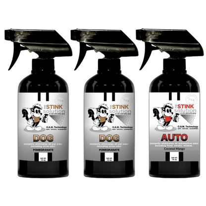 Three Pack - Two Dog Odor Eliminating Sprays + One Spray of Choice 16 oz