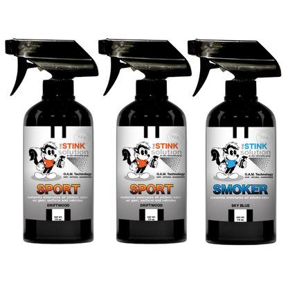 Three Pack - Two Sport Odor Eliminating Sprays + One Spray of Choice 16 oz