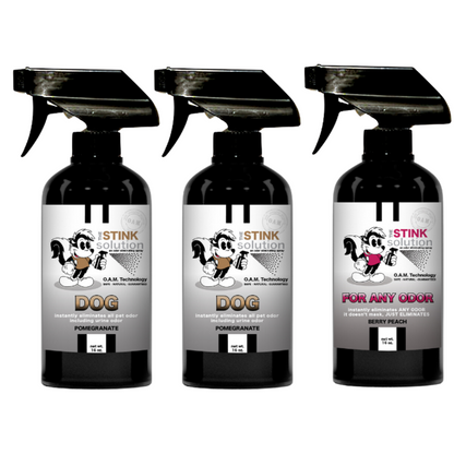 Three Pack - Two Dog Odor Eliminating Sprays + One Spray of Choice 16 oz