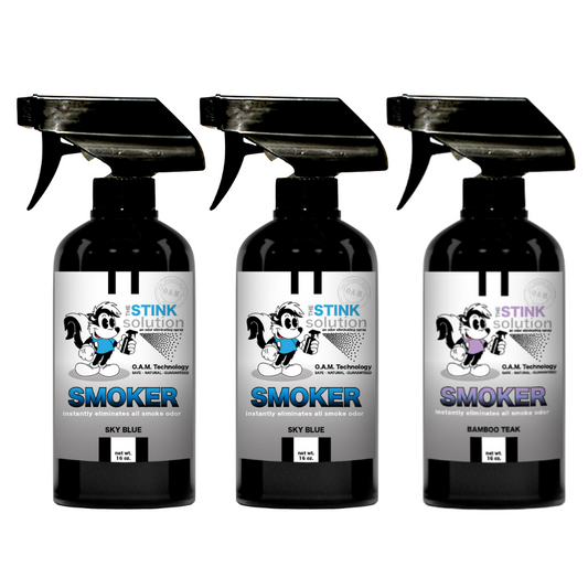 Buy 2 Get 1 FREE - Two Smoke Odor Eliminating Sprays (Sky Blue) + One Smoke Odor Eliminating Spray (Bamboo Teak) 16 oz