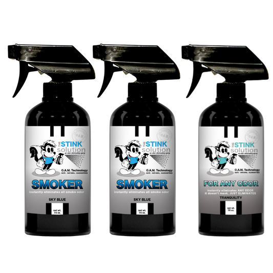 Buy 2 Get 1 FREE - Two Smoke Odor Eliminating Sprays (Sky Blue) + One For Any Odor Eliminating Spray (Tranquility) 16 oz