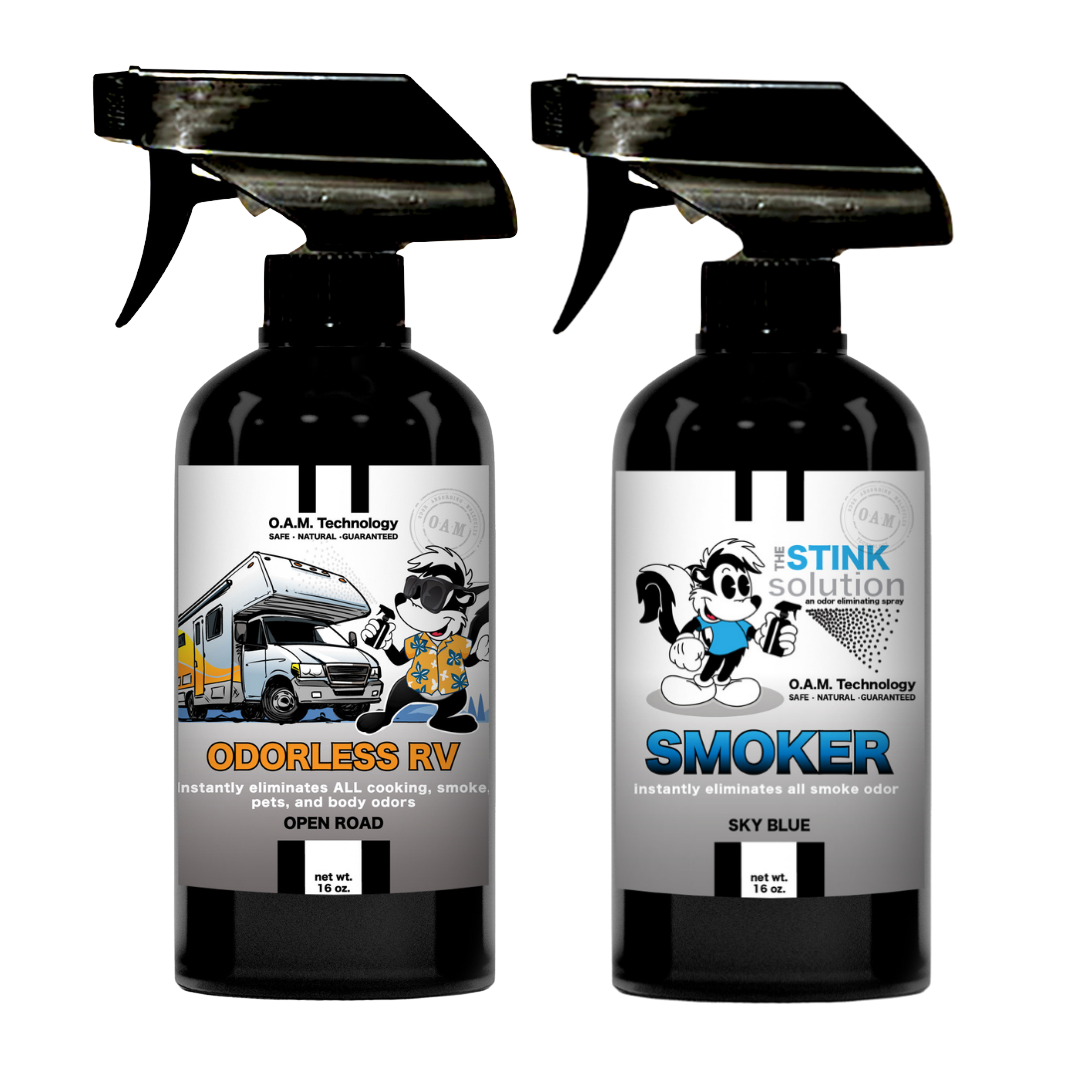 Double Pack - One Odorless RV Open Road, One Smoker Sky Blue 16 oz Sprays | Odor Eliminating Spray