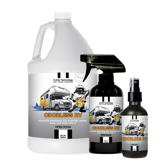 NEW Odorless RV Odor Eliminating Spray Gallon, 16 oz and 4 oz Bundle in Road Fresh Fragrance