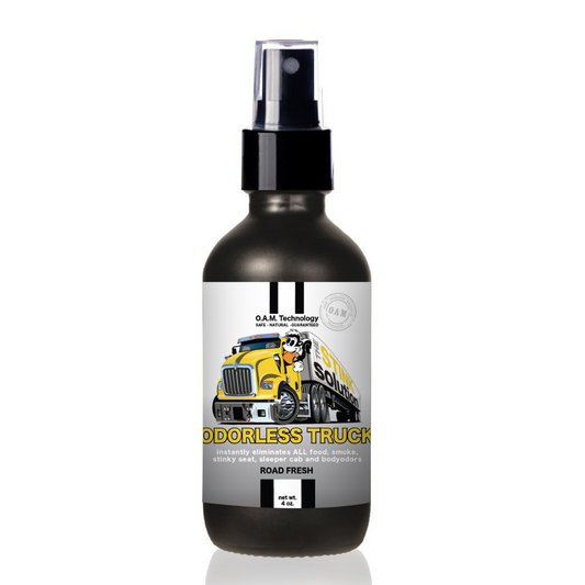 Odorless Trucker Odor Eliminating Spray in Road Fresh Fragrance 4 oz Natural, safe, non-toxic, enzyme-free Laundry Booster. Multi-purpose use for any odor: smoke, urine, food, sweat, and more. Safe to spray anywhere: homes, cars, furniture, bathroom, carpet, and more.
