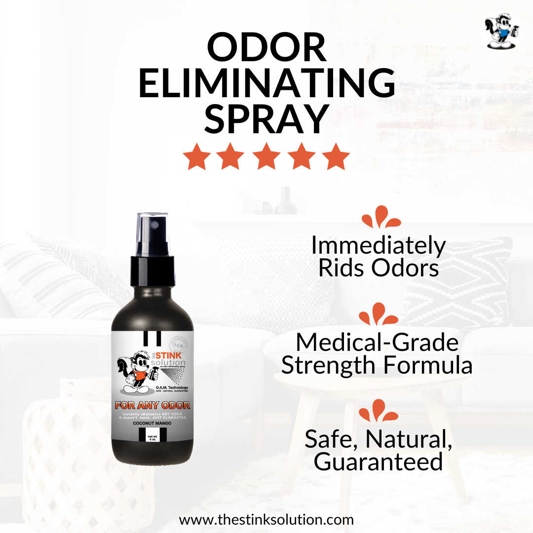 4 oz. Odor Sampler Set: 4 Odor Eliminating Sprays (Coconut Mango, Berry Peach, Citrus Orange, and Unscented)