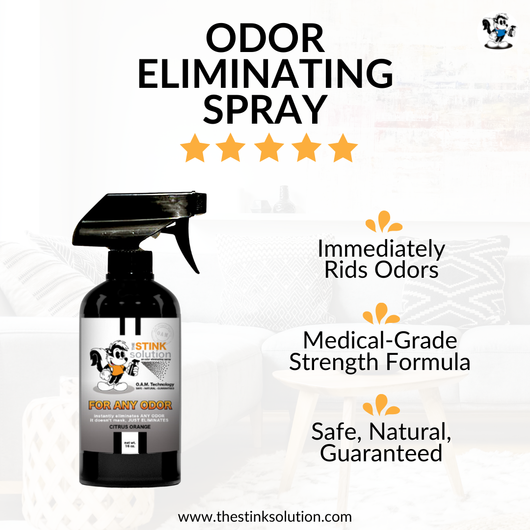 Buy 2 Get 1 FREE - Two Smoke Odor Eliminating Sprays (Bamboo Teak) + One For Any Odor Eliminating Spray (Citrus Orange) 16 oz Natural, safe, non-toxic, enzyme-free odor eliminating spray. Multi-purpose use for any odor: smoke, urine, food, sweat, and more. Safe to spray anywhere: homes, cars, furniture, bathroom, carpet, and more.