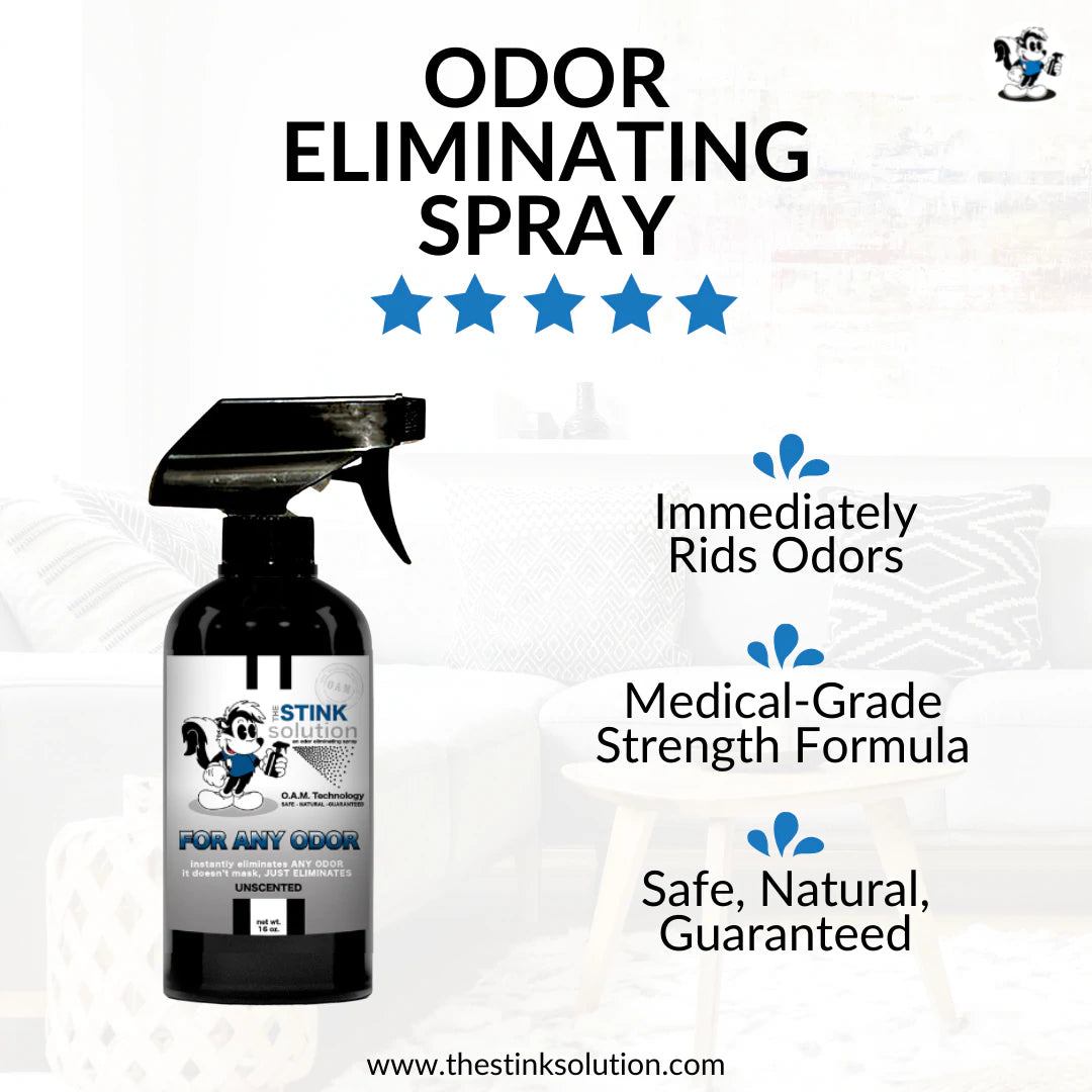 Buy 2 Get 1 FREE - Two Odorless RV (Open Road) + One For Any Odor (Unscented) 16 oz | Odor Eliminating Spray Natural, safe, non-toxic, enzyme-free odor eliminating spray. Multi-purpose use for any odor: smoke, urine, food, sweat, and more. Safe to spray anywhere: homes, cars, furniture, bathroom, carpet, and more.