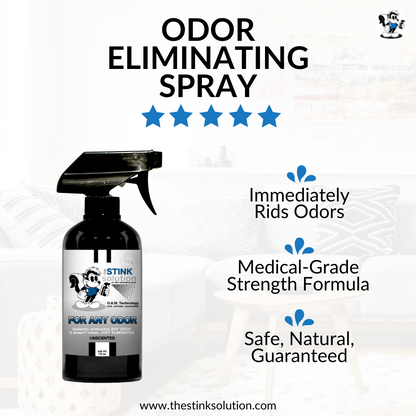 The Stink Solution One Smoker Bamboo Teak, One Unscented 16 oz Sprays. Natural, safe, non-toxic, enzyme-free odor eliminating spray. Multi-purpose use for any odor: smoke, urine, food, sweat, and more. Safe to spray anywhere: homes, cars, furniture, bathroom, carpet, and more.
